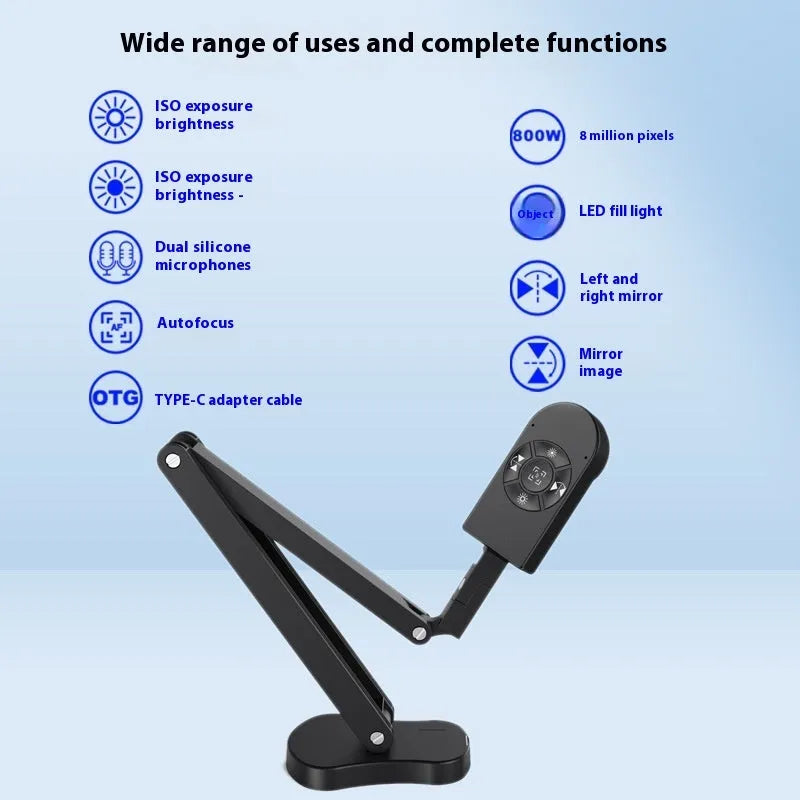 Computer webcam with microphone showing USB cable connection and lens detail