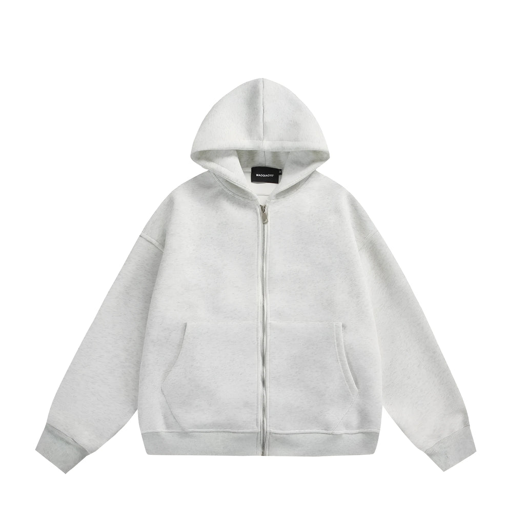 Solid colour cardigan coat with back small bag design in black or melange grey, cotton blend loose fit, sizes M-XXL