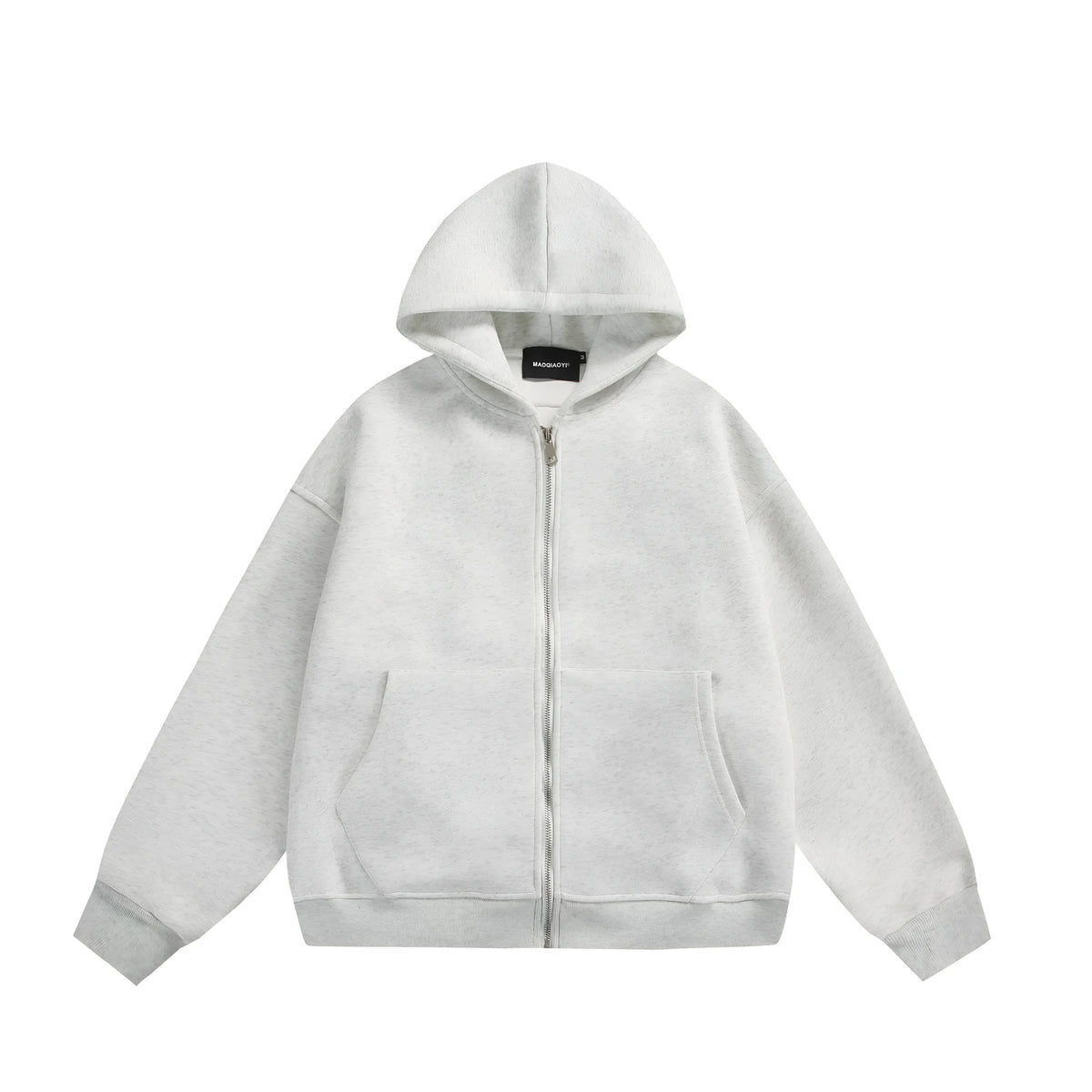 Solid colour cardigan coat with back small bag design in black or melange grey, cotton blend loose fit, sizes M-XXL