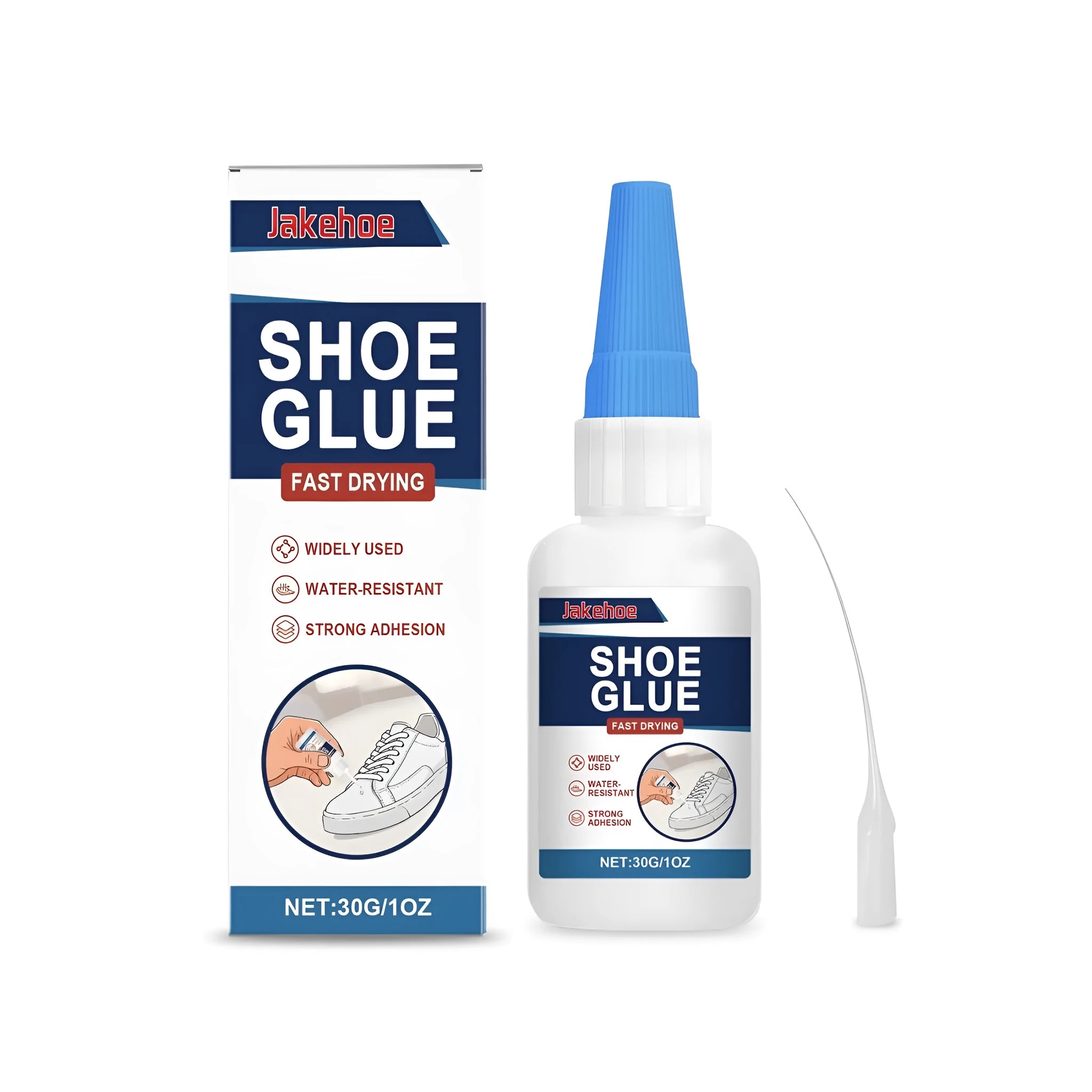 30g tube of shoe repair adhesive with separate applicator dropper for footwear repairs