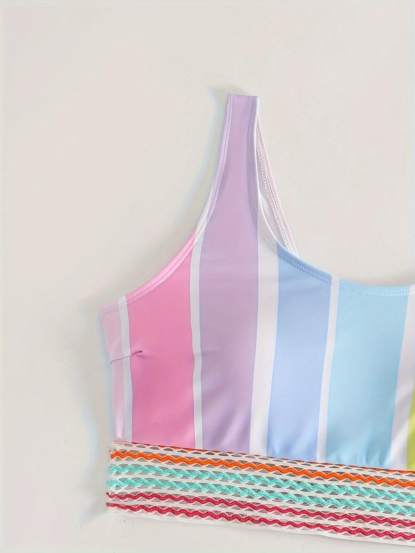 Women's striped sports bikini swimwear set in briefs style