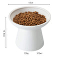 Extra wide elevated ceramic cat food and water bowl set in blue, green, pink, or white