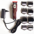 Cordless hair clipper set with stainless steel head and EU, UK, US plug adapters for home haircuts