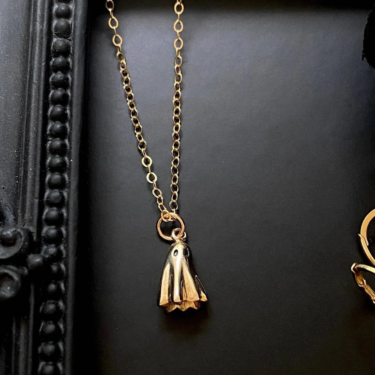Ghost pendant necklace with stainless steel chain and electroplated titanium steel charm