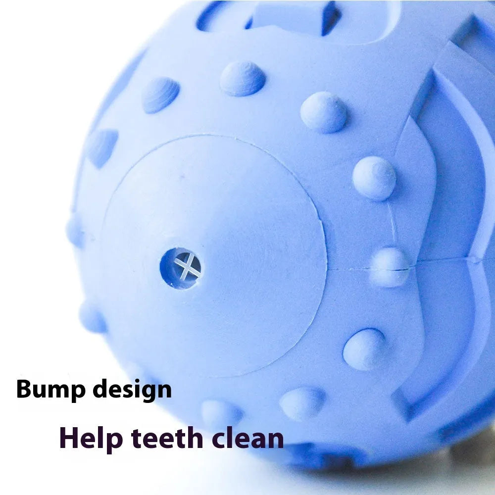 Thickened rubber dog rugby ball toy in light green or sapphire blue for interactive play