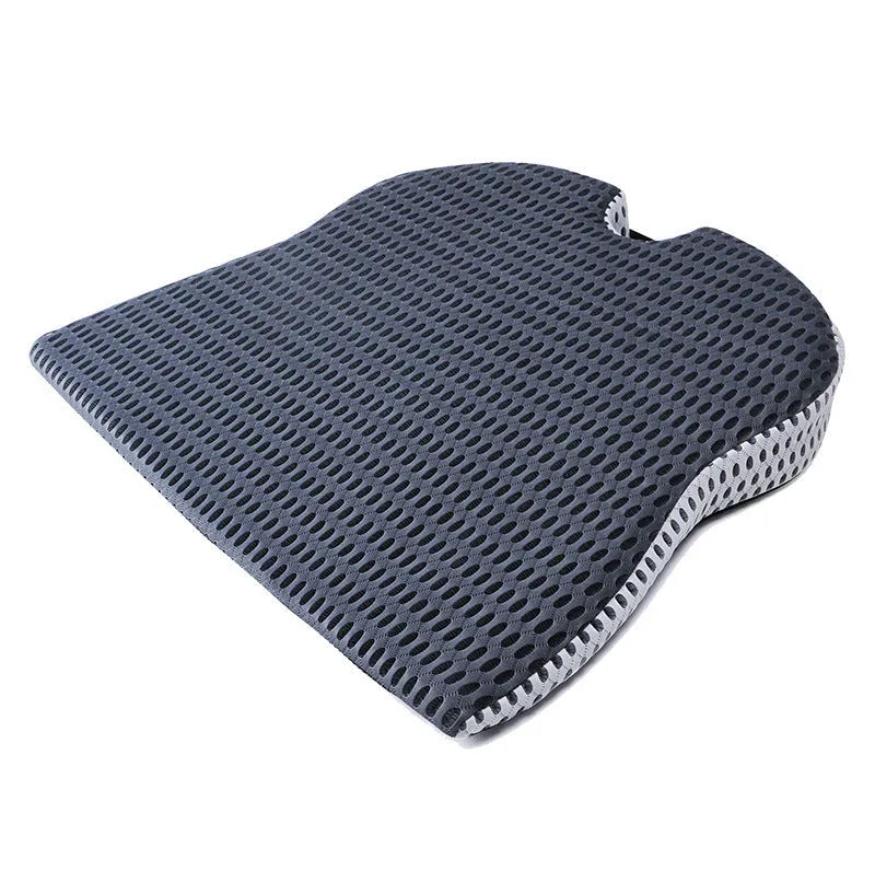 Memory foam seat cushion with adjustable strap in black, grey, or creamy white.