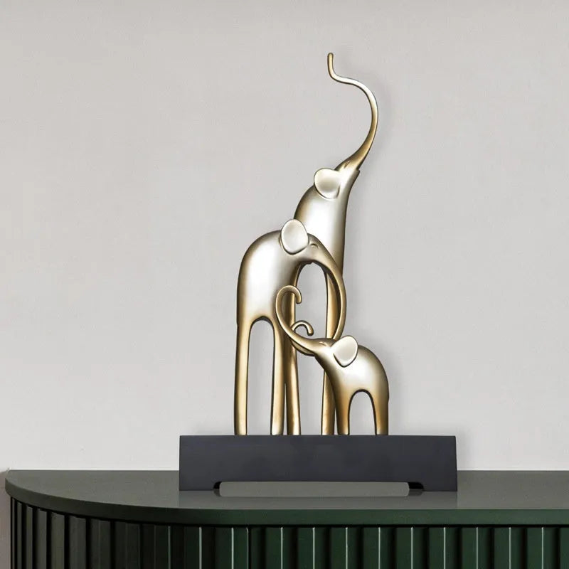 European style elephant decorative craft figurine in resin with gold, silver, or painted finish options