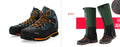Pair of high-top hiking boots, synthetic leather upper, EVA sole, mid heel, black and yellow exploration colourway