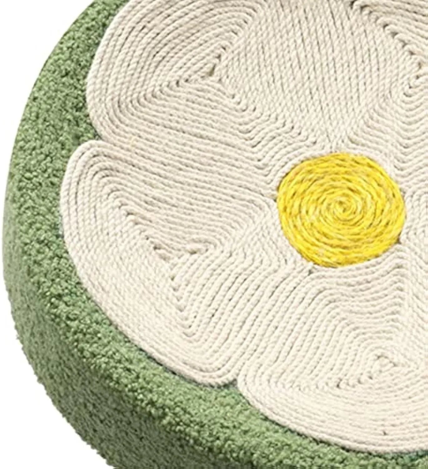Green round sisal cat scratcher bowl serving as lounge bed with 39cm diameter