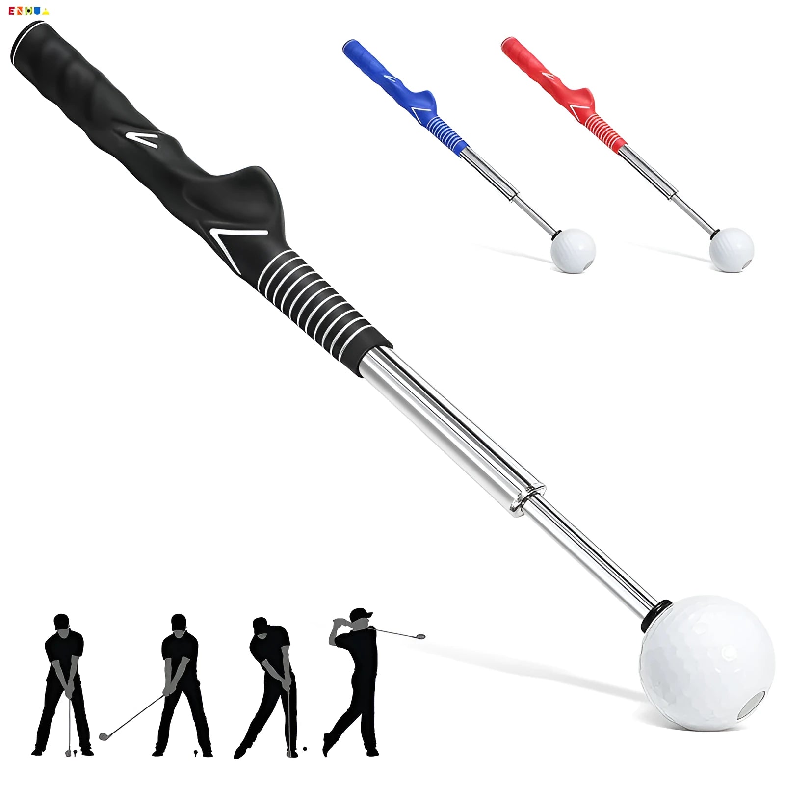 Telescopic golf swing simulator trainer in stainless steel with adjustable extension