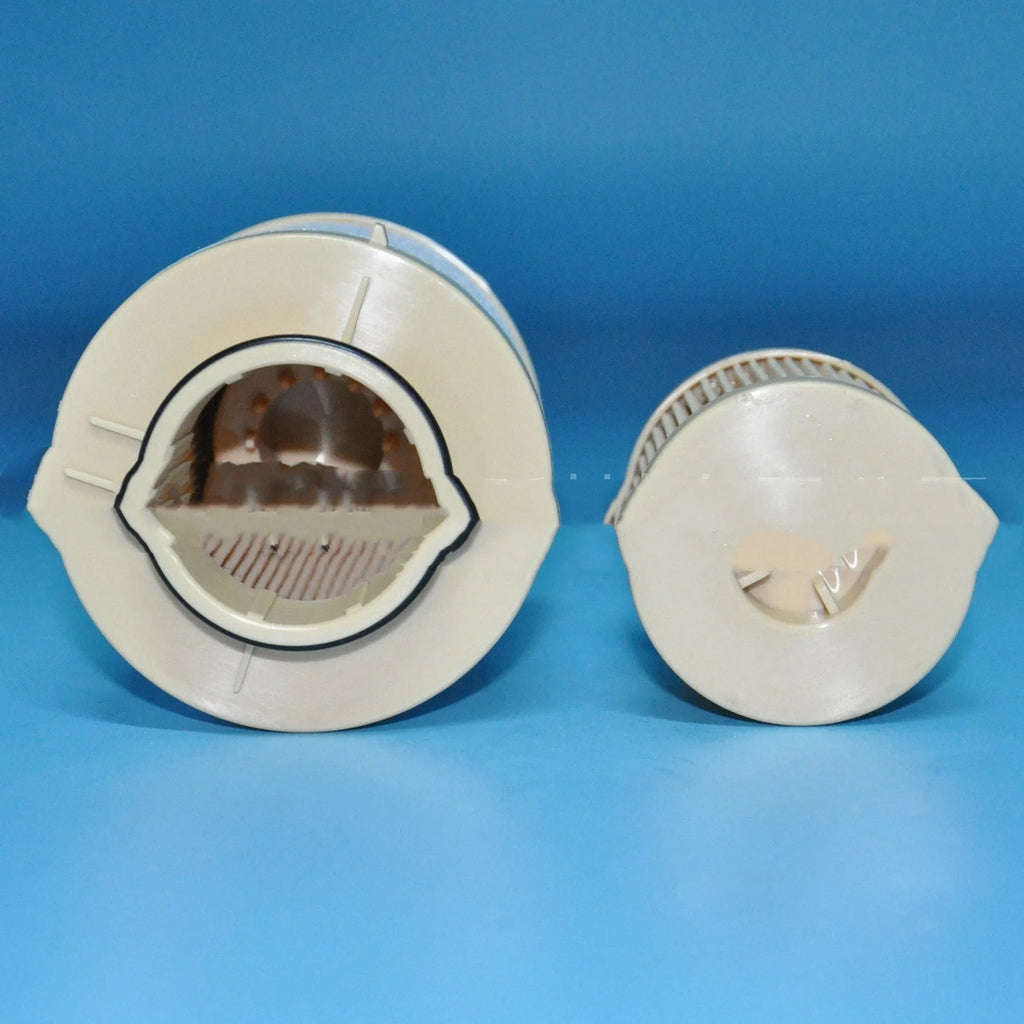 FD4616 diesel fuel filter for Ford F350 F550 6.0L engine showing 106mm height and replacement part numbers