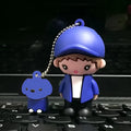 Little boy doll USB flash drive in blue silicone with write protection switch, 20 g, 32GB capacity