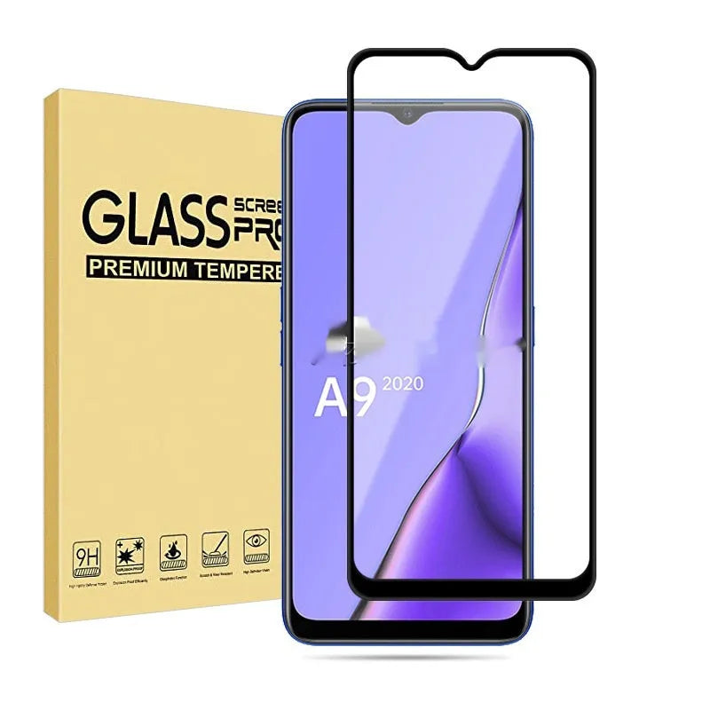Black full glue tempered glass screen protector for OPPO A9 2020 smartphone
