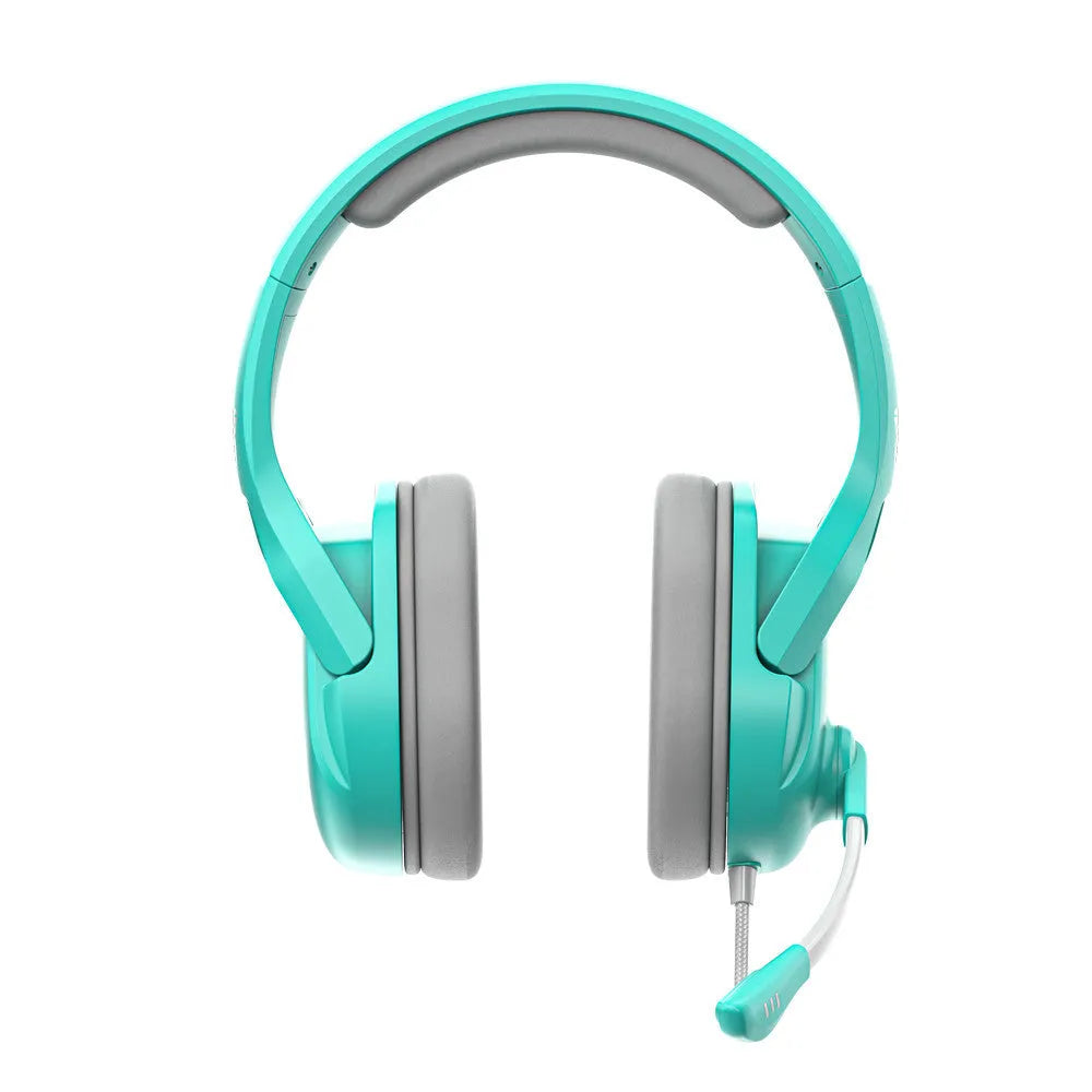 MH86 esports headwear with built-in USB wired headphones showing 50mm drivers and omnidirectional microphone