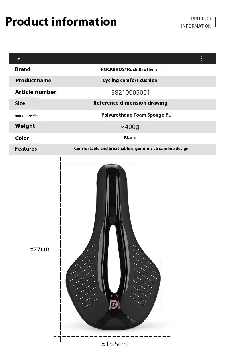 Medium mountain bike seat cushion in black or pink colour with PU foam construction