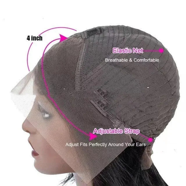 Real human hair lace front wig with 4x4 closure shown in a star fashion style on a mannequin.