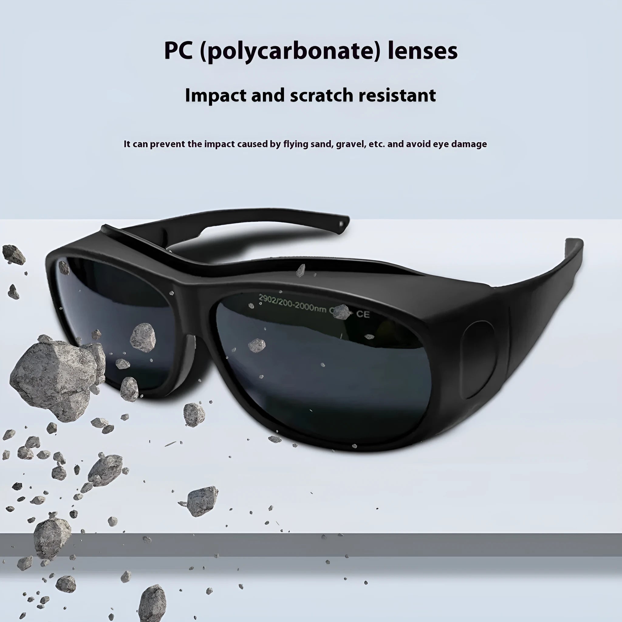 Single-piece laser safety goggles for 200-2000nm wavelength protection in photon skin rejuvenation and welding