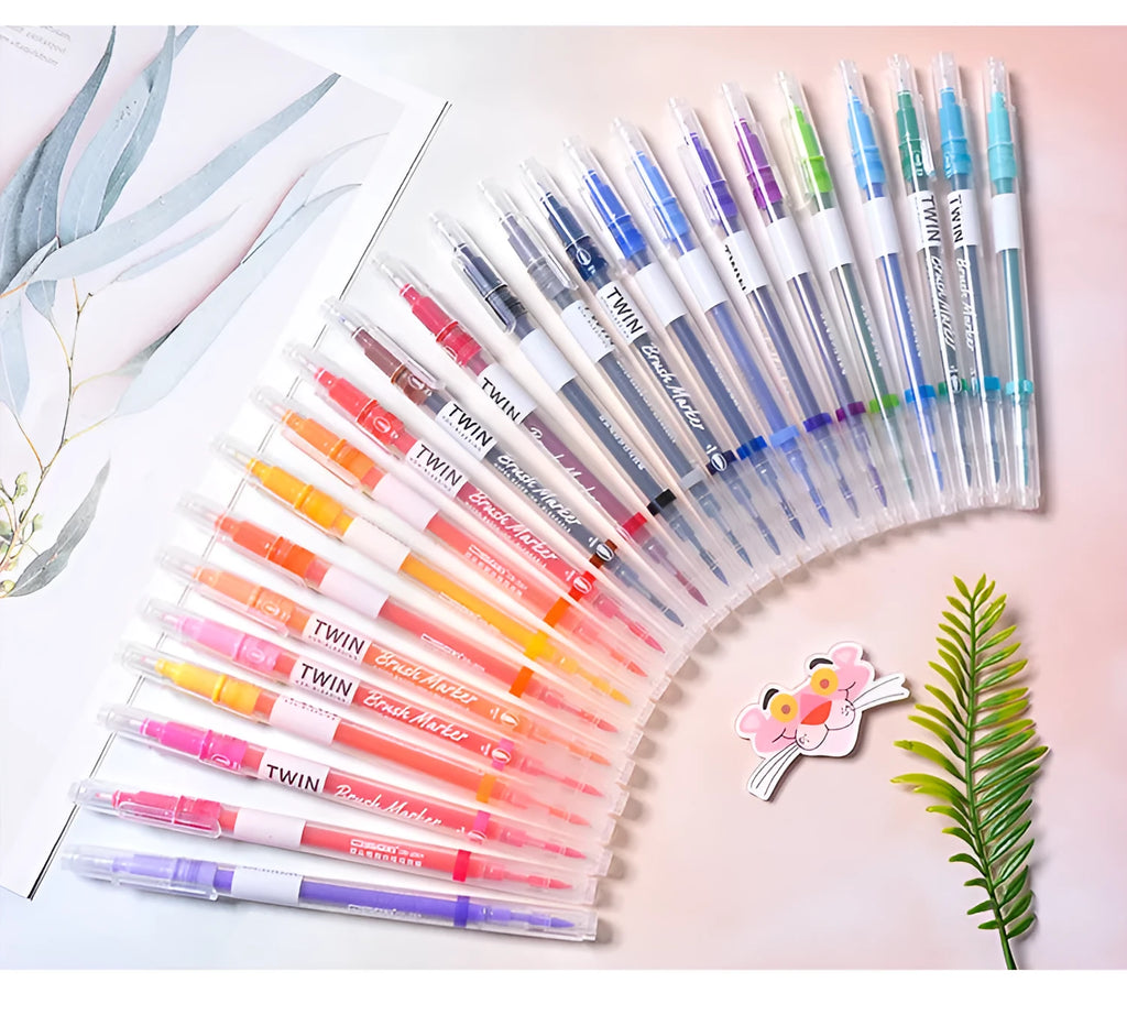 Colour calligraphy marker pens in 6, 12, 24 or 36 colour options for writing and art