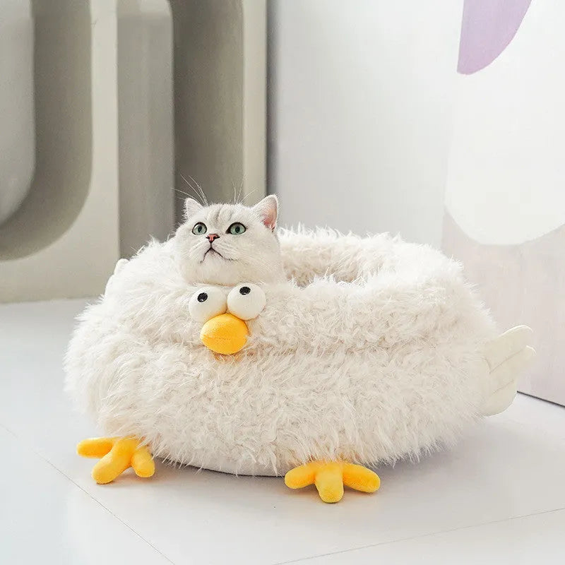 White round pet bed 49x49x21cm with lion velvet, crystal velvet, and PP cotton filling for cats and small dogs