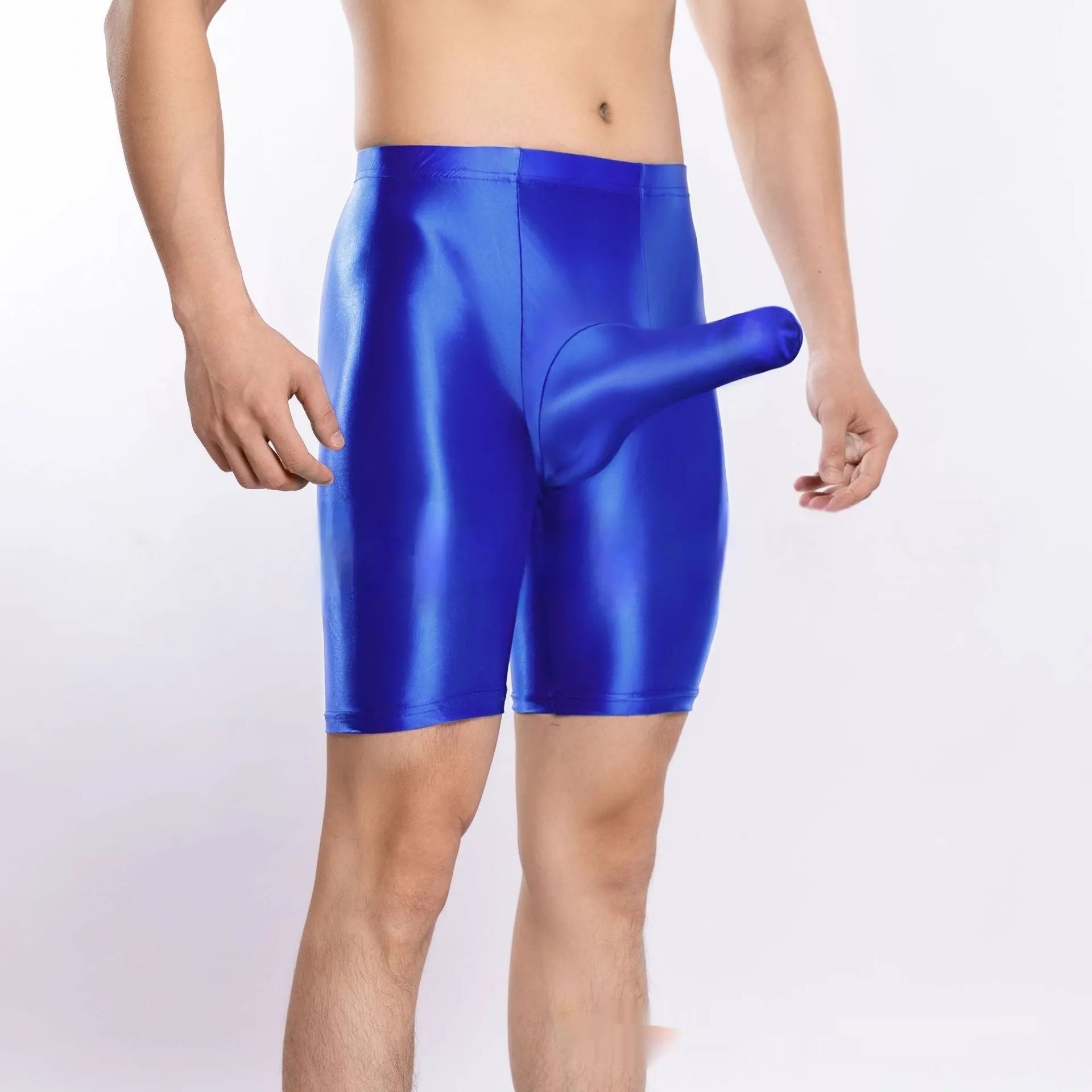 Men's plus size shiny nylon sports shorts in multiple colours and extended sizes