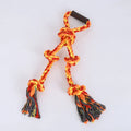 Large blue cotton dog rope toy with ergonomic handles for tug-of-war games