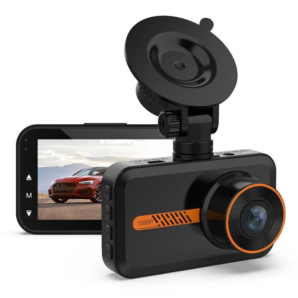 ThiEYE dual dash cam with front 1080P camera and rear 720P waterproof camera on car dashboard