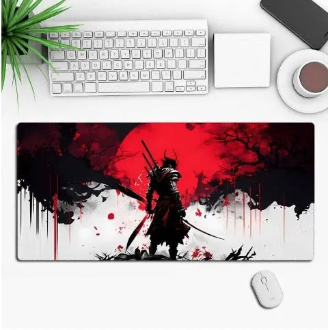 Custom anime pattern gaming mouse pad with non-slip rubber cloth base on desk