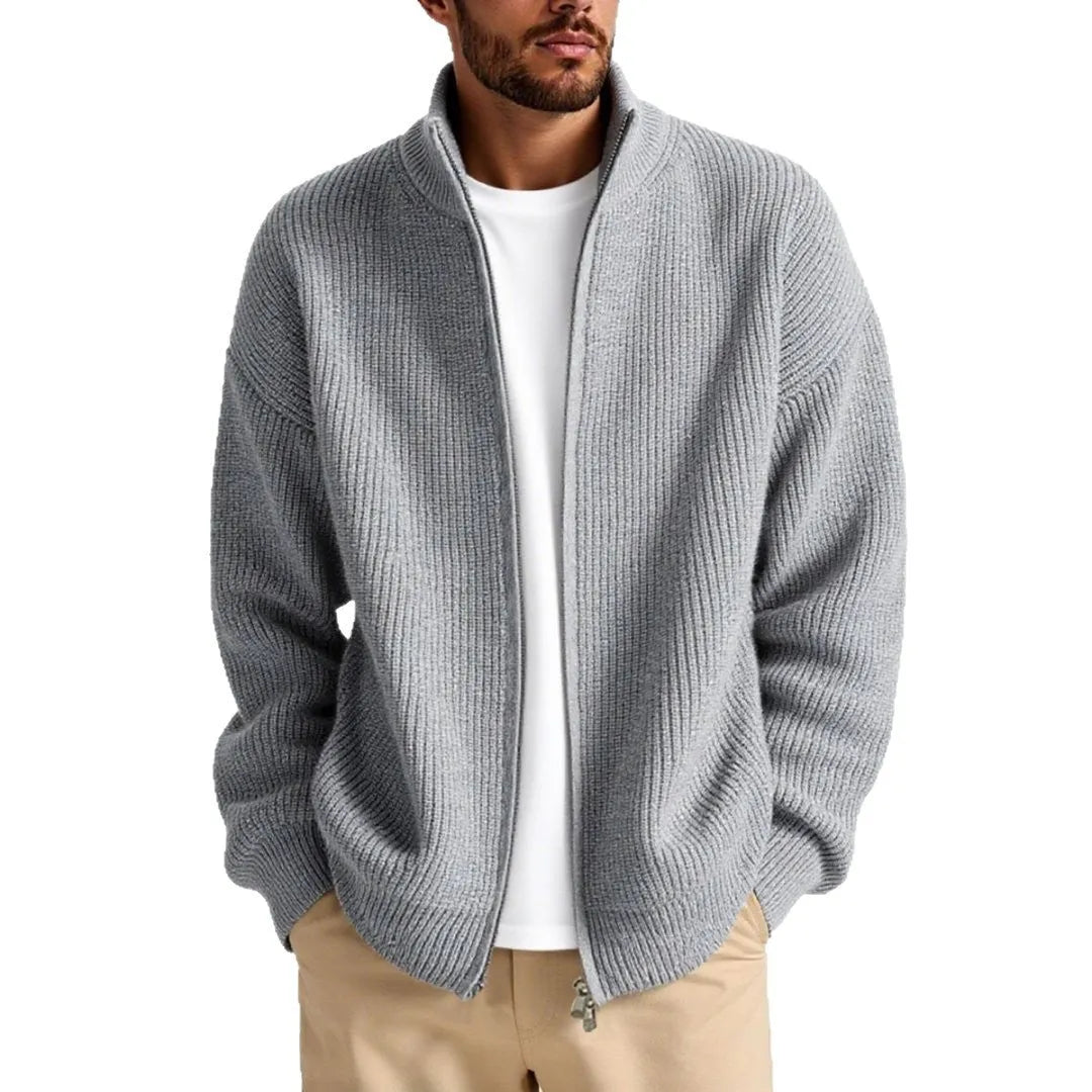 Men's loose fit cardigan sweater coat in chemical fibre blend fabric available in multiple colours
