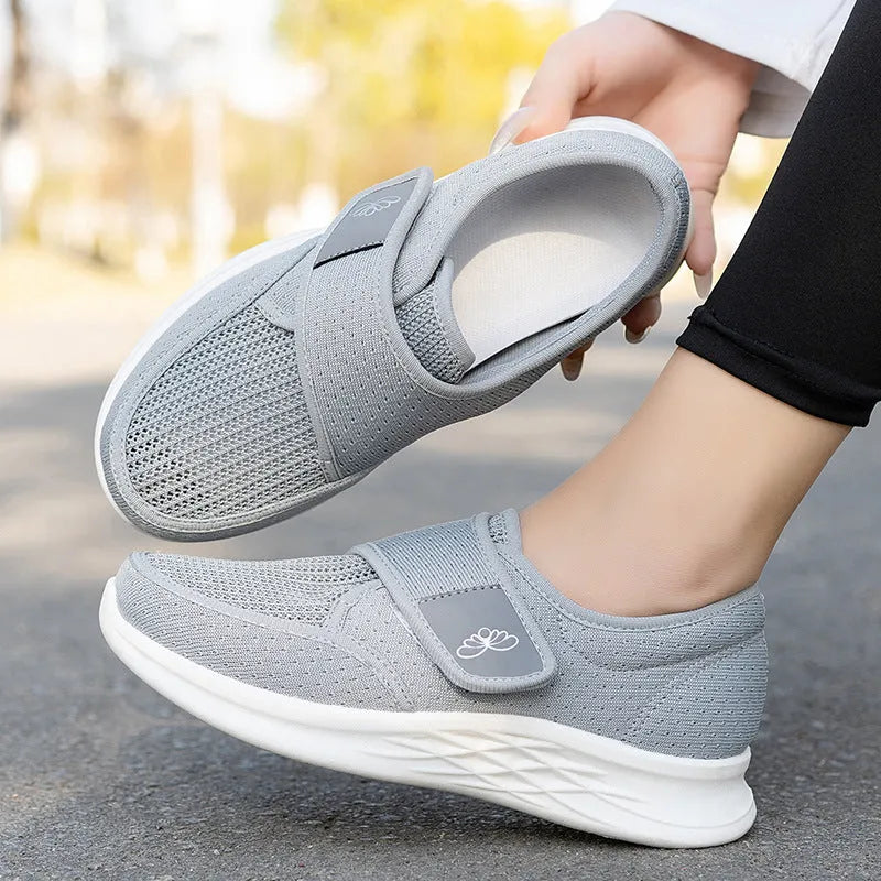 Women's sugar foot walking correction shoes with mesh upper, round toe, low heel, and Velcro strap