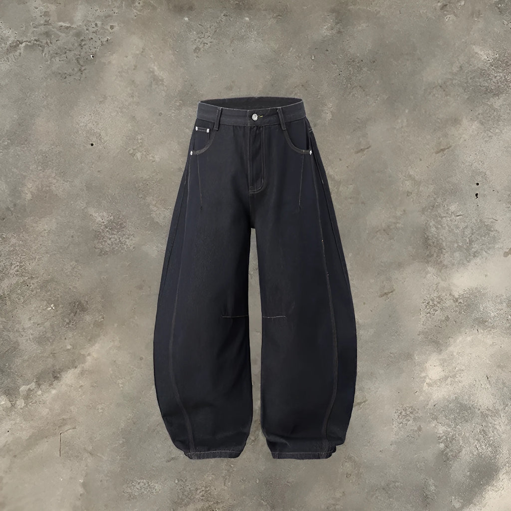 Men's original cow colour wide-leg denim trousers with mid waist for leisure wear