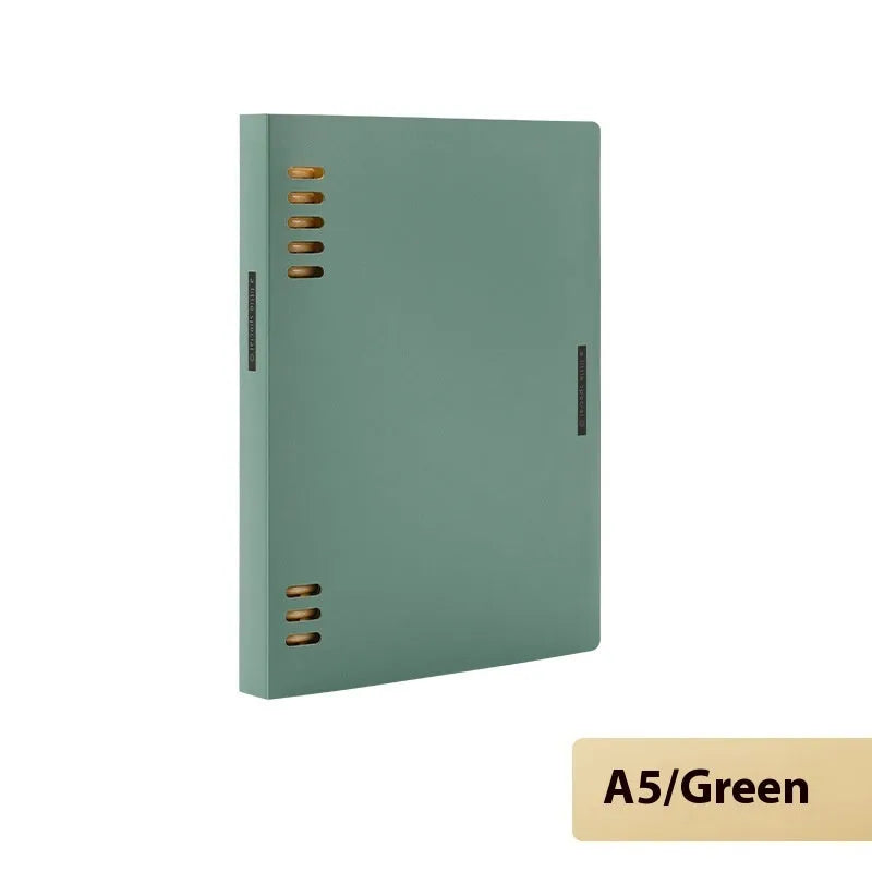 Refillable A5 and B5 spiral notebook with PP cover, shown in pastel cookie blue and plaid impression designs with loose-leaf paper.