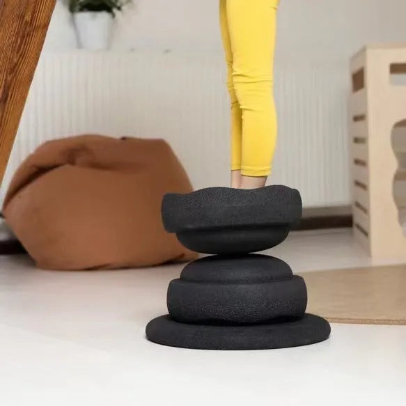 Plastic wood surf balance board for children aged 4-6, shown in mixed colour and black wood finish options.