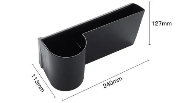 Plastic dashboard cup holder for left-hand drive Tesla Model 3 and Model Y vehicles.