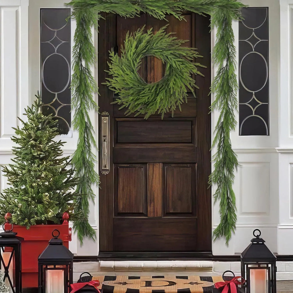 PE plastic American country style front door garland wreath measuring 60 cm with green foliage