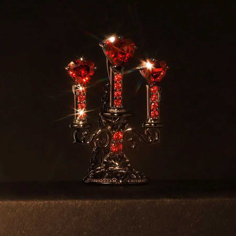 Gothic pendant necklace with hollow candlestick design and cross chain in retro colour