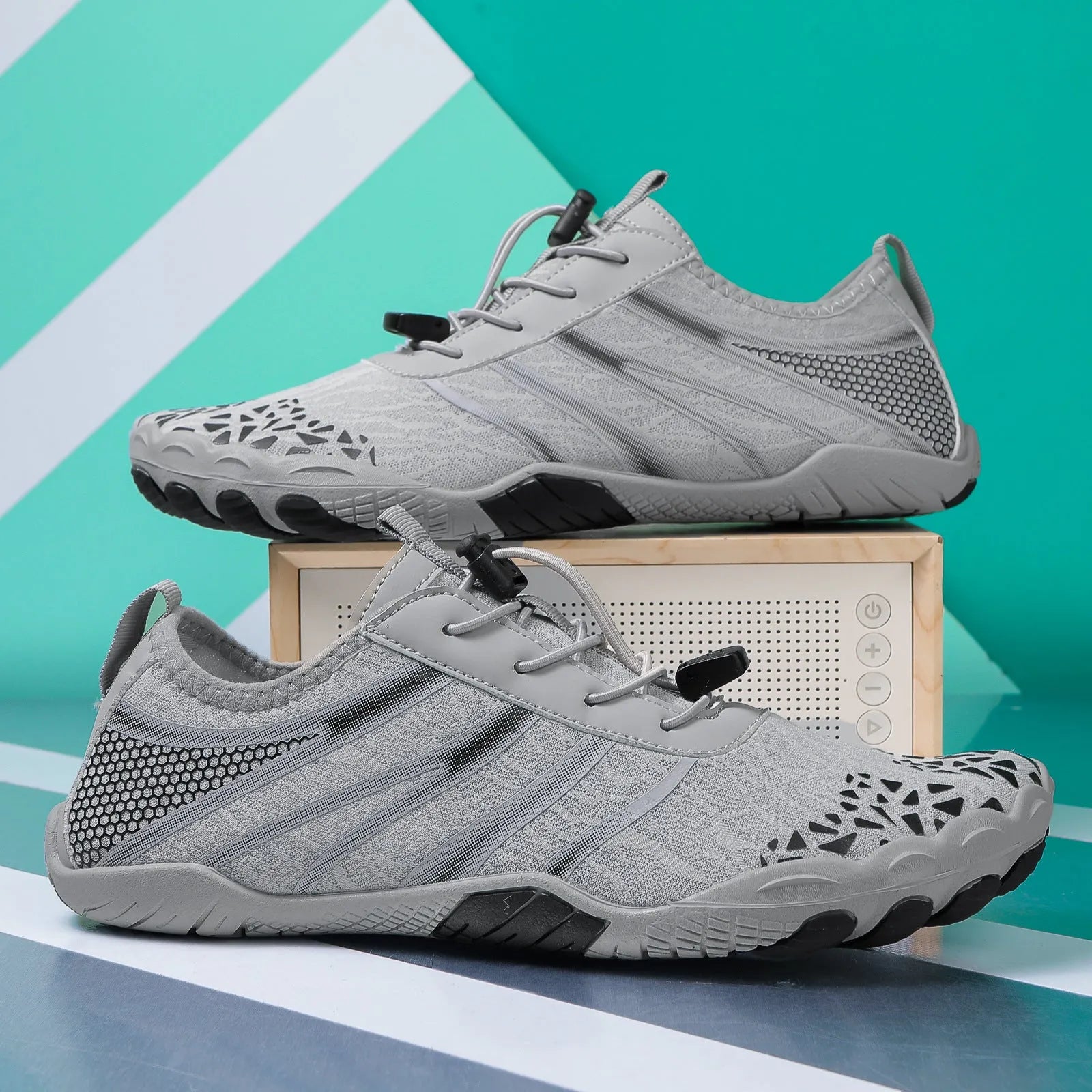 Unisex casual beach running shoe with Lycra stretch fabric upper, shown in A826 colour options.