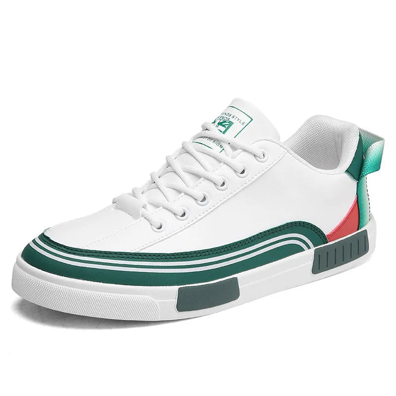 Men's canvas casual shoes with mesh sections in Milan colour pattern showing beige, white and green elements