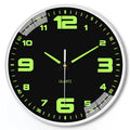Modern 8-inch luminous wall clock with 20cm diameter and plastic case.