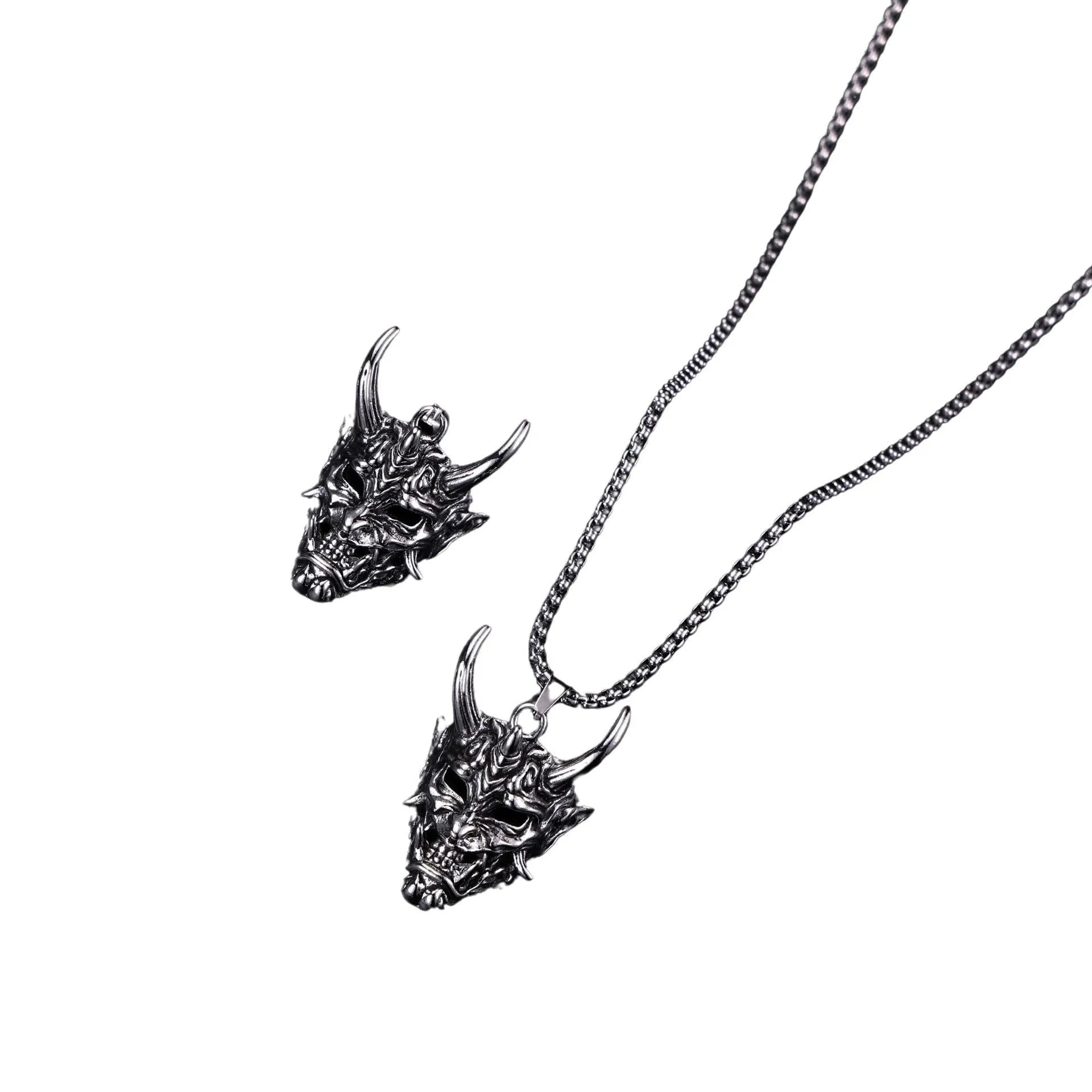 Men's silver electroplated alloy pendant necklace with 40mm vintage pendant