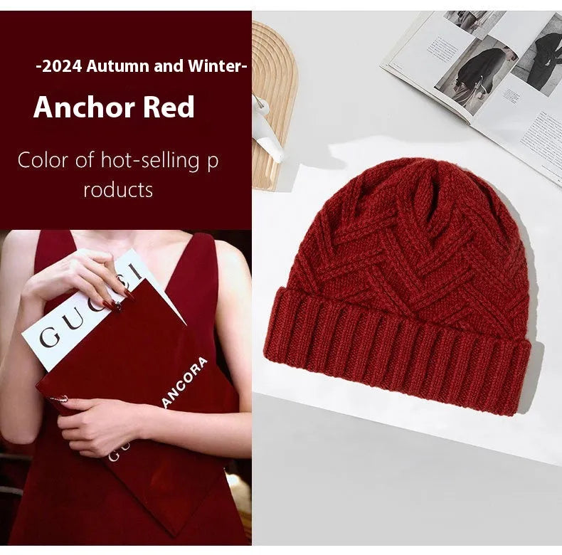 Women's knitted wool winter hat with dome crown in one of six colour options