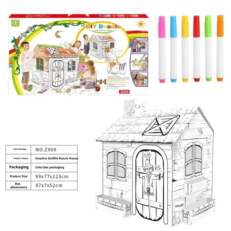 Handmade DIY assembled carton colour filling toy model paper craft kit in colour box