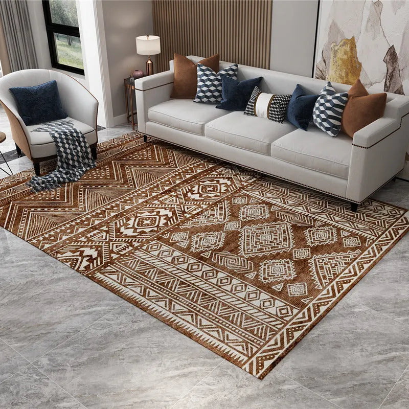 Flocked graphene electric heating carpet with suede surface in Morocco-01 colour on a wooden floor