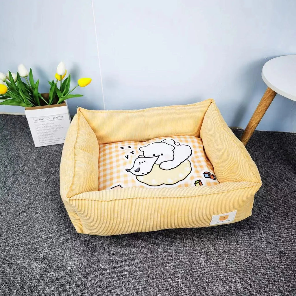 Cotton pet nest for dogs in light coconut palm colour with soft velvet interior.