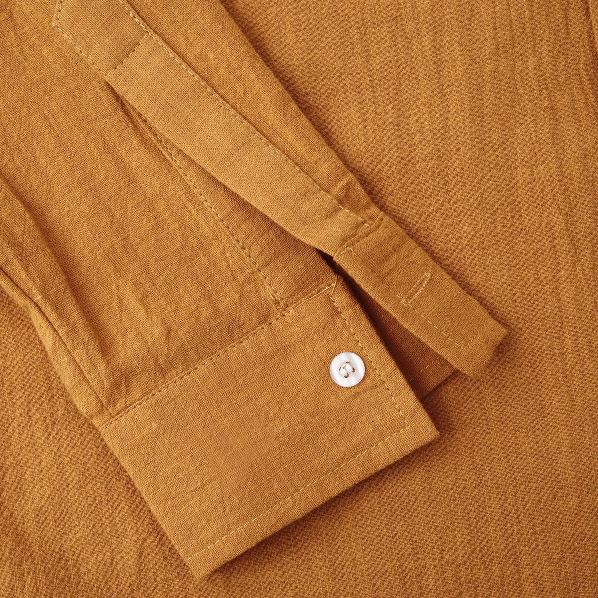 Men's slim fit cotton blend long sleeve shirt in brown colour showing front view