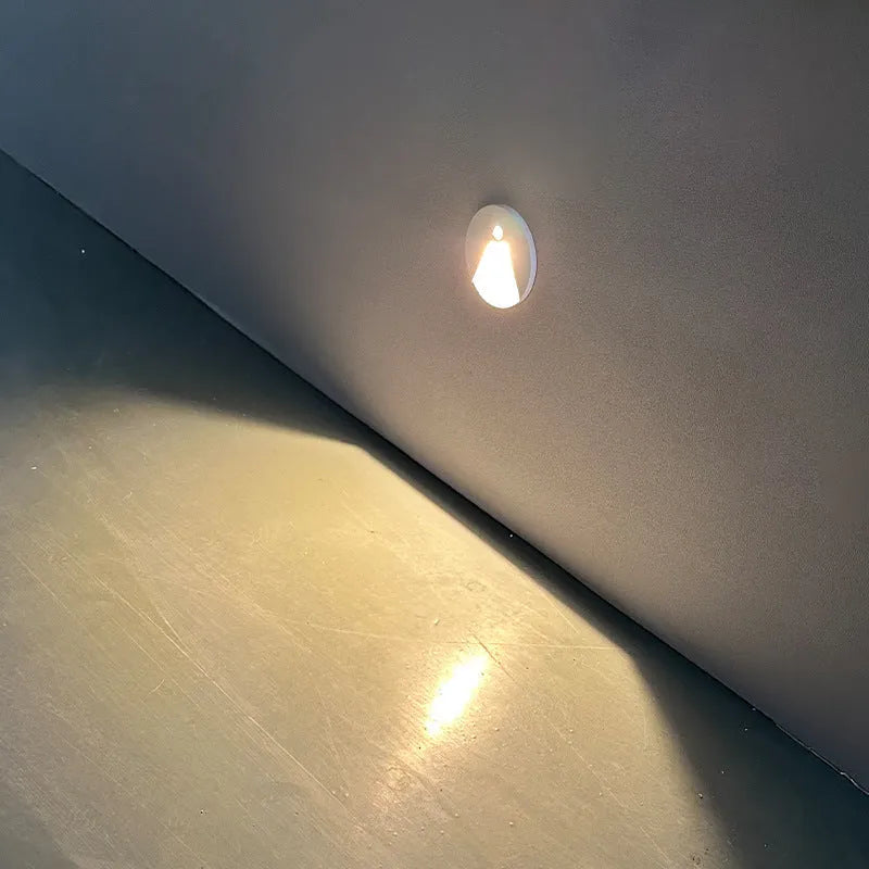 3W aluminium automatic human body induction step light, 82mm diameter, IP65, in matt black, frosted white, or frosted grey