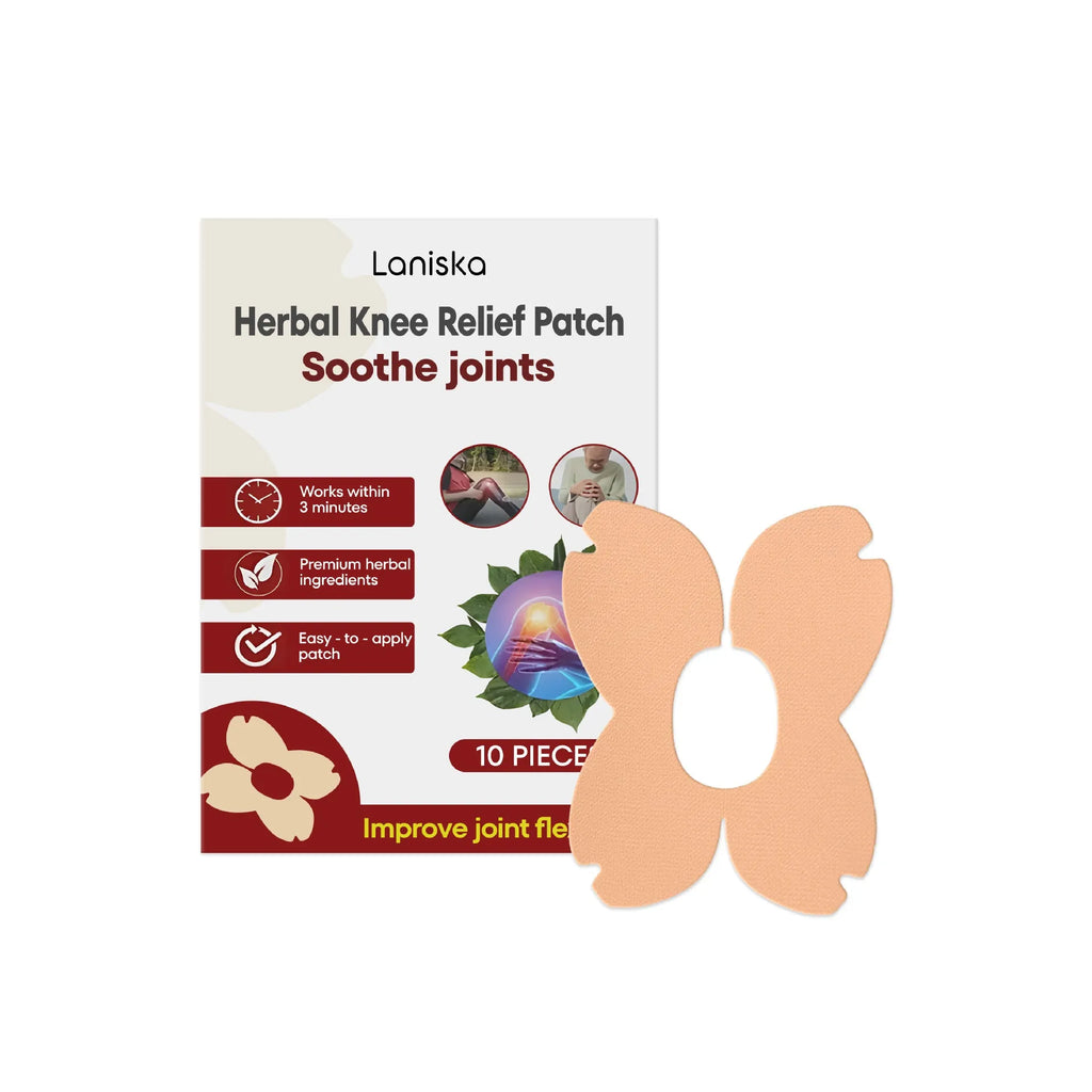 LANISKA box of 10 herbal joint care adhesive patches featuring moxa leaf and menthol