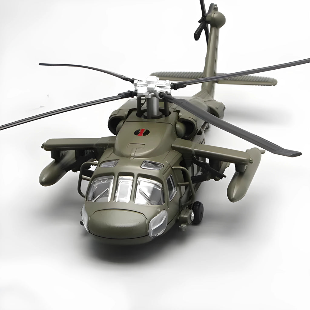 Green Black Hawk gunship alloy military model helicopter with force control and flash function, item J64-3