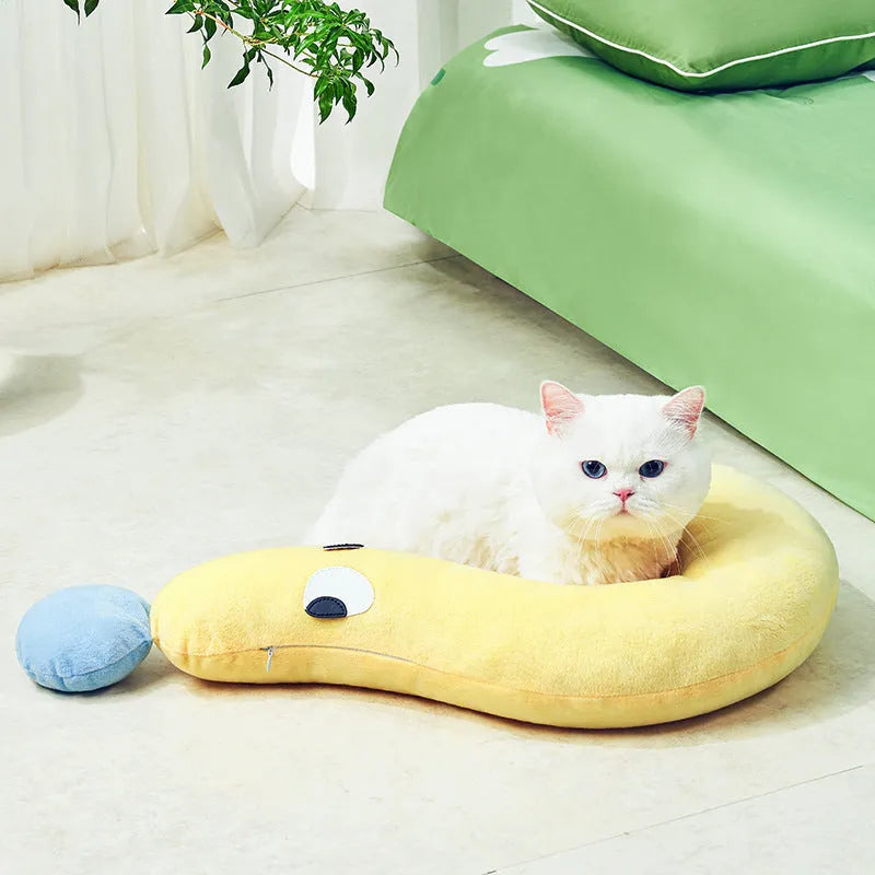 Rectangular blue pet cushion measuring 62cm by 39cm for dogs and cats