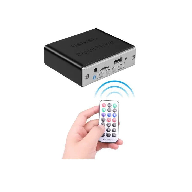12V car Bluetooth MP3 decoder, white shell 8.8cm x 2.7cm, with remote control and USB cable