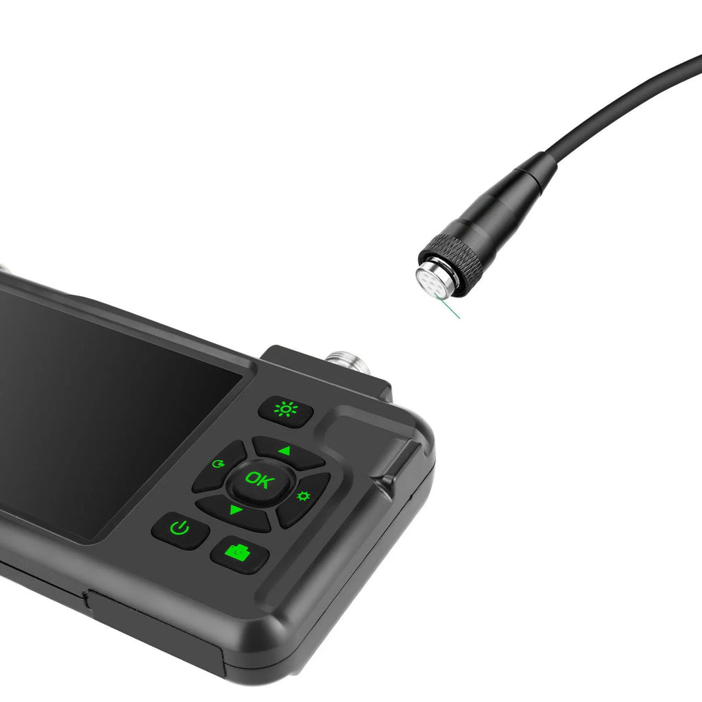 Handheld industrial endoscope with 4.5-inch screen and 5.5mm dual lens probe for automotive inspection